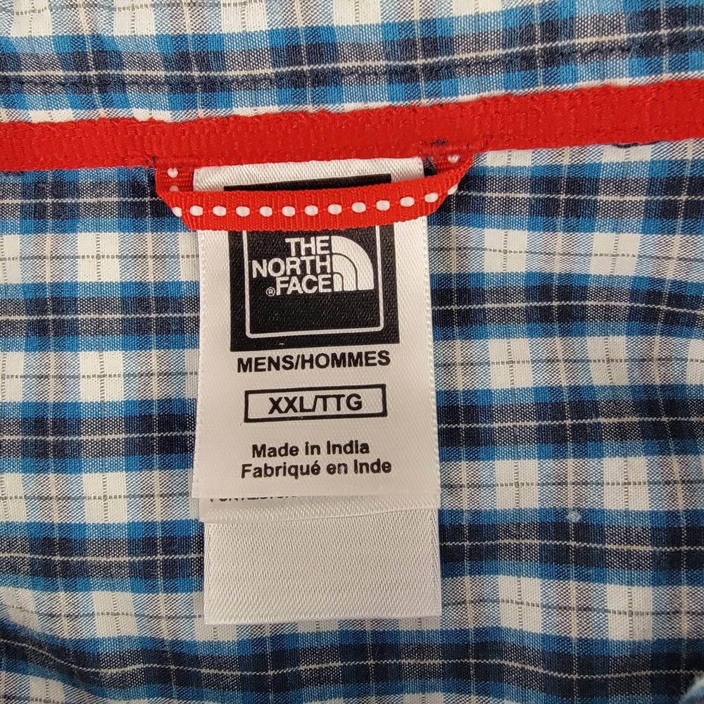 NORTH FACE Long Sleeve Button Up Blue Green Plaid Cotton XXL Casual Classic - Picture 2 of 8